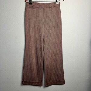 New York & Company Herringbone Career Office Cuffed Pants Stretch Wide Leg Small